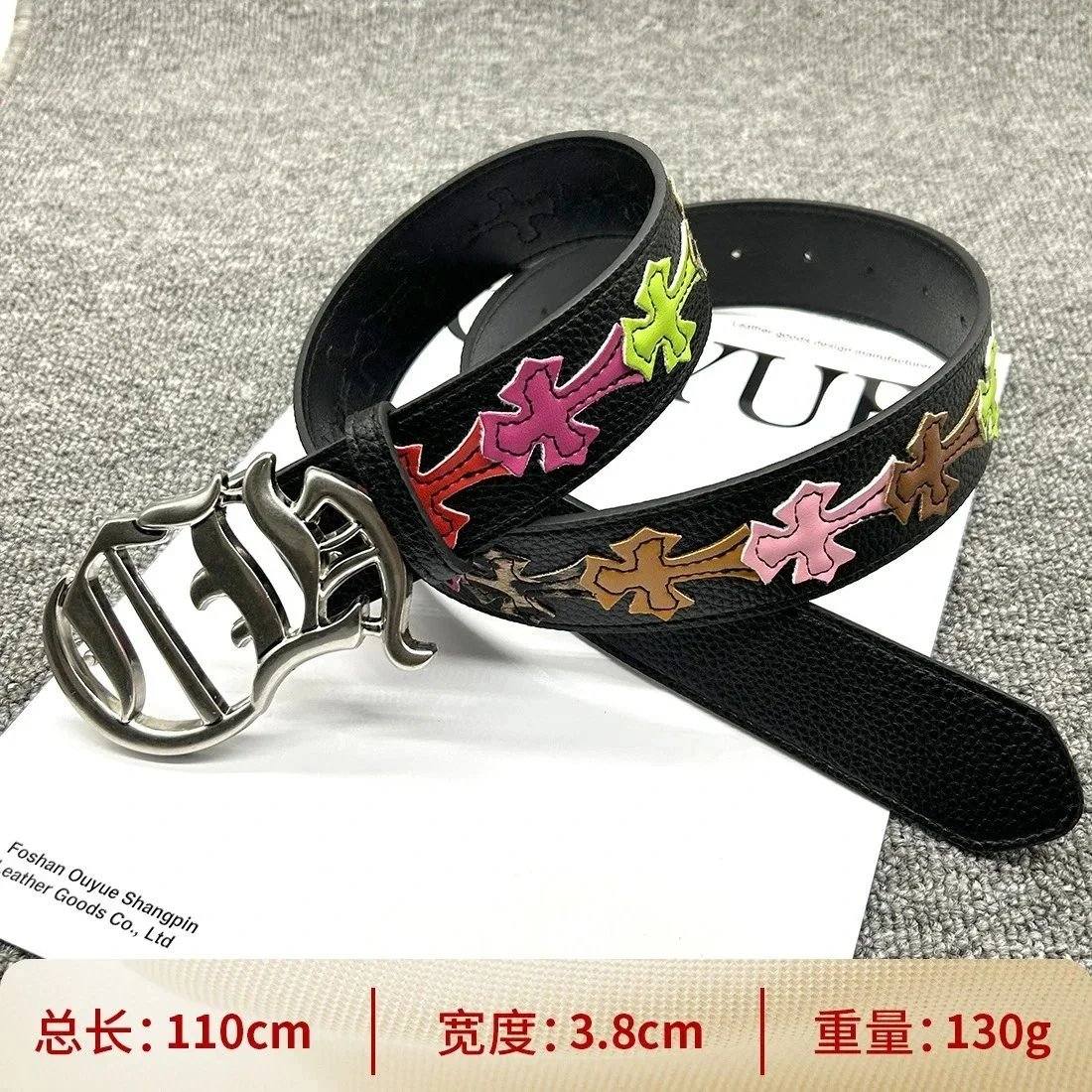 Irregular 110cm color cross waist belt with buckle