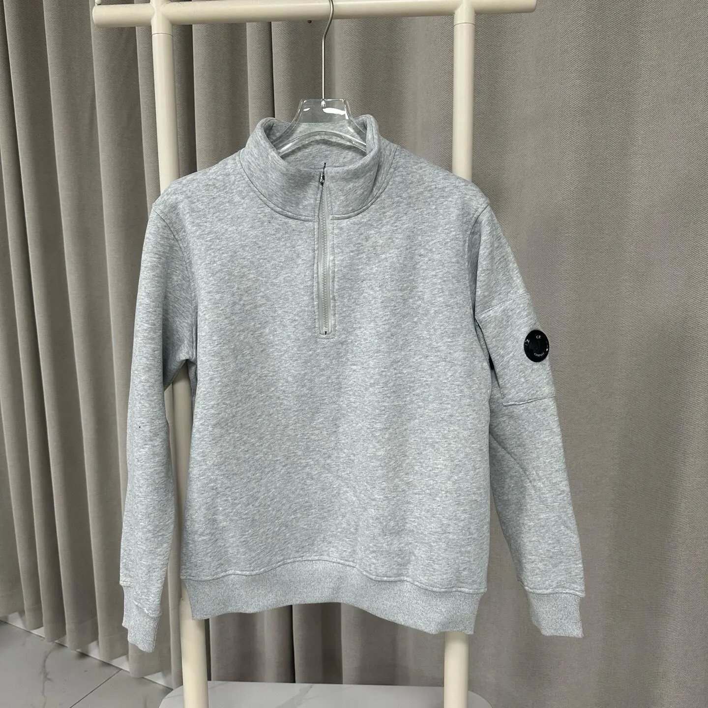 A-Hoodie Half Zipper Grey (Velvet)